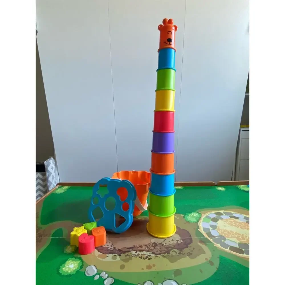 Stacking Cups with Pail and Shape Blocks